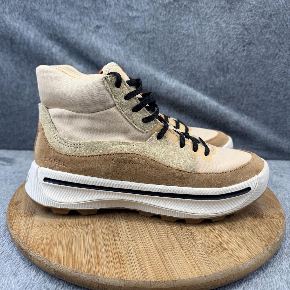 Sorel Shoes Womens Size 9.5 Beige Suede Canvas Mid Top Sneakers NL4856-209